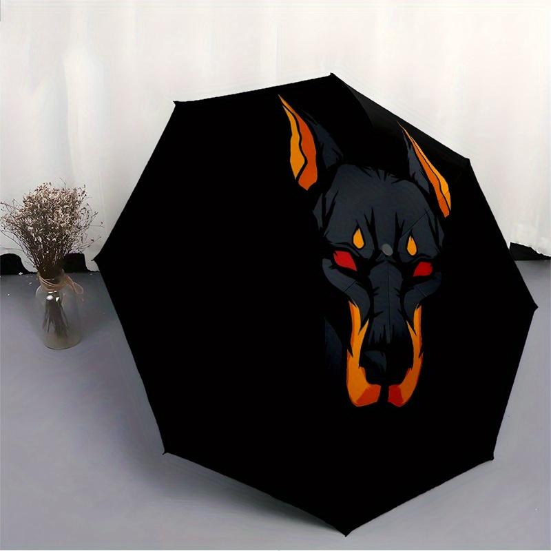 1pc Doberman, Totem Automatic Open/close, All-Season Portable Folding Umbrella, Travel, Everyday, Formal Events070