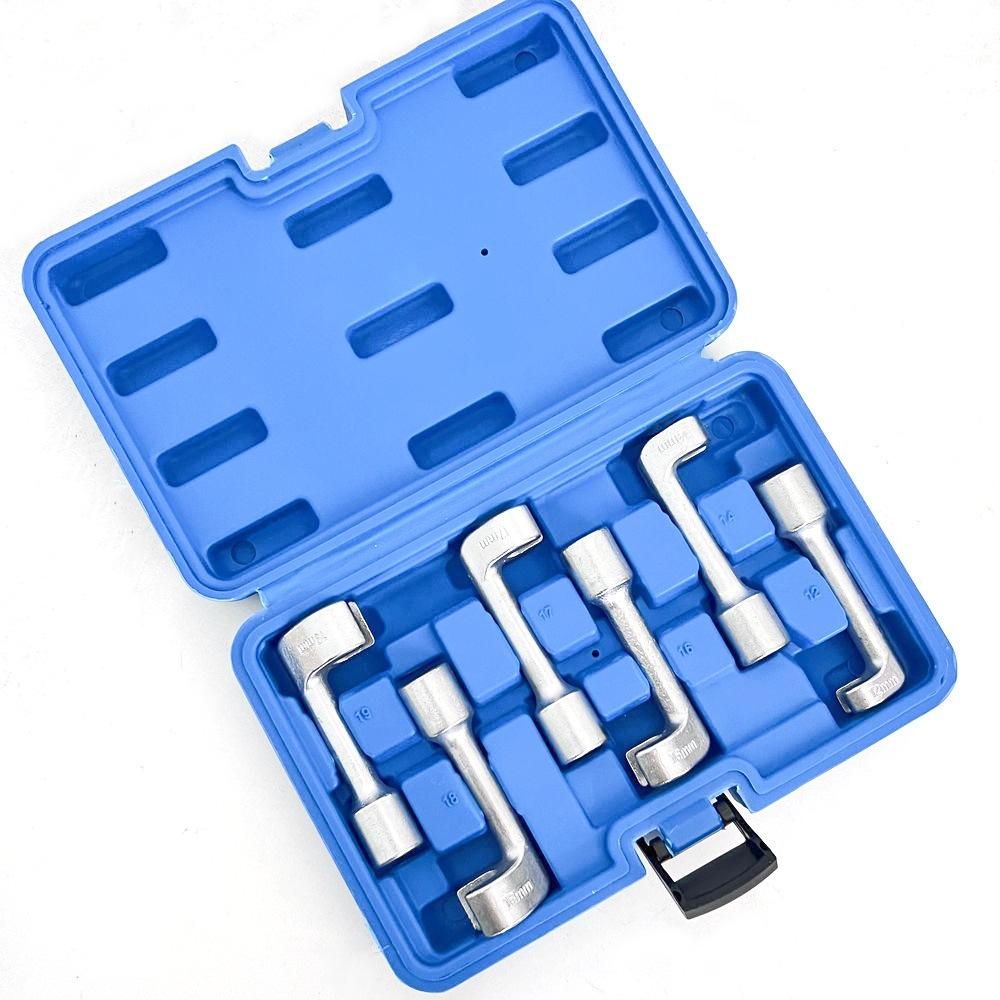 6PCS 12-19mm 1/2 Inch Drive Open End Injector Line Socket Wrench Set For Diesel Fuel Injection Pump Nut Removal Hand Tools