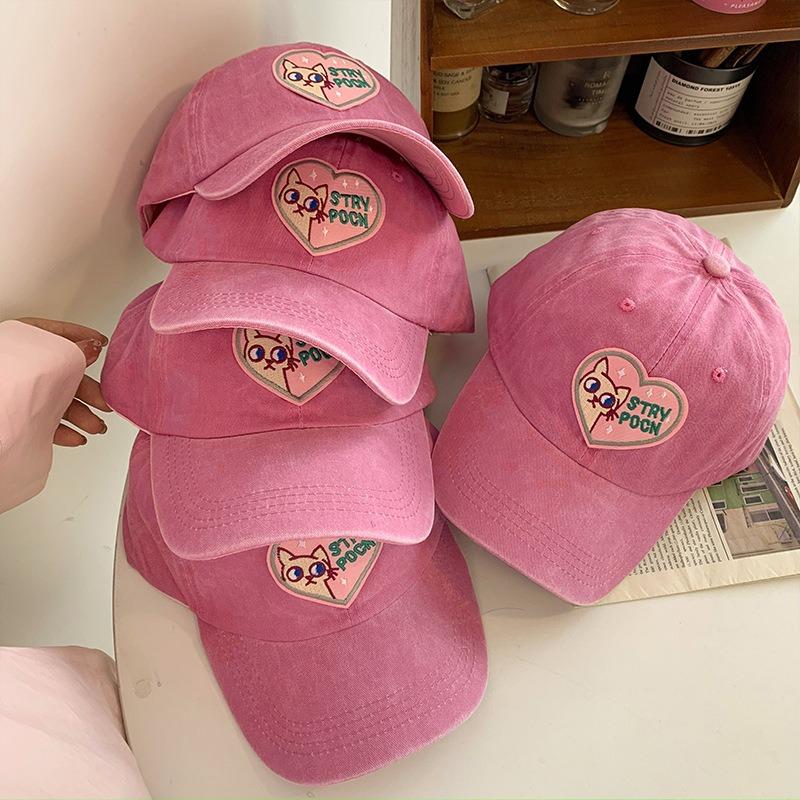 Baseball cap female big head circumference cap soft top cute cat hat trendy and small face