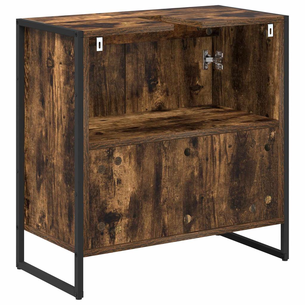 Bathroom Cabinet Smoked Oak 60 X 30 X 60 Cm Particleboard