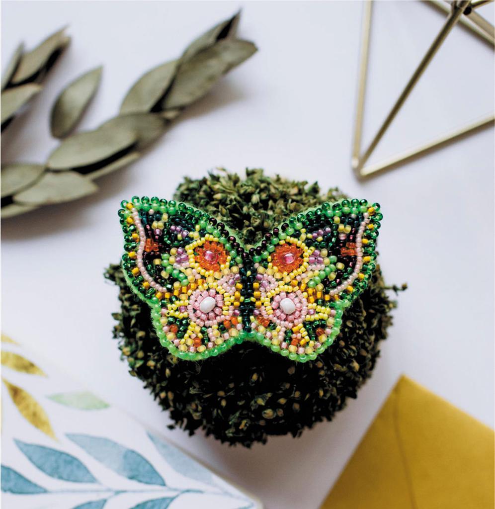 Set for Embroidery with Beads Decorations On Natural Artistic Canvas Abris Art Butterfly