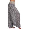 Damskie Bohemian Haremki Elastyczny Pas Szeroka Nogawka Długie Spodnie Vintage Wzór Spodnie Damskie Luźne Rybaczkowe Damskie Streetwear