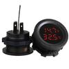 Kebidumei Car Round Temperature Voltmeter 12-24V Auto Voltage Meter Display Digital Measurement Car Motorcycle Boat Thermometer