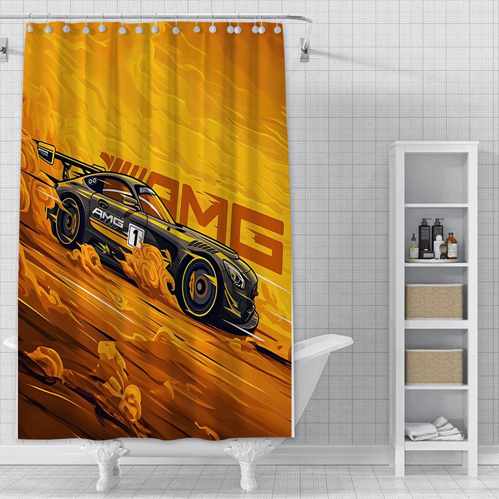 Shower Luxury Sports Car Logo Curtain Waterproof Polyester Fabric Paint Colorful Bath Curtains Home Bathroom Decor With Hook