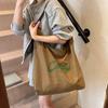 Casual large-capacity canvas bag literary niche underarm bag women's 2025 new letter tote bag shopping bag bag