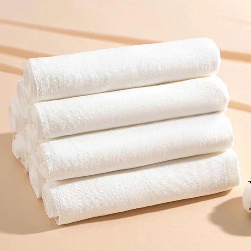 Class A Breathable Pure Cotton Baby Gauze Diaper - Washable, Skin-Friendly, Double Layer Swaddle for Newborns, Pure White.
