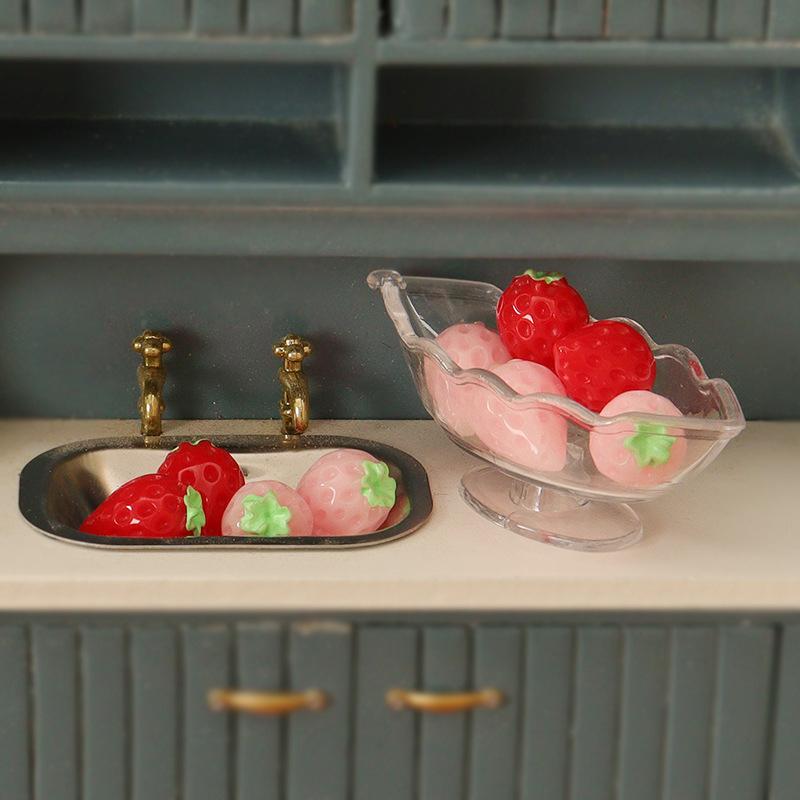 Doll House Simulation Mini Transparent Fruit Tray Decoration Pieces Fruit Food Play Accessories