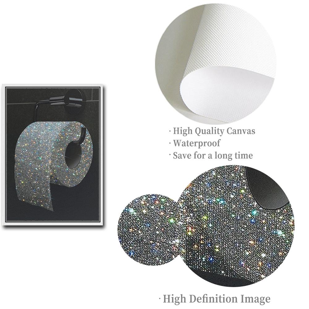 Modern Toilet Sexy Woman Canvas Painting Fashion Black White Roll Paper Posters Bar Girls Drinking Bathroom Wall Art Room Decor