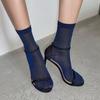 Women's Sheer Glitter Crew Socks Metallic Shimmer Shiny Sparkly Socks Breathable Thin Ankle Socks for Ladies Girls