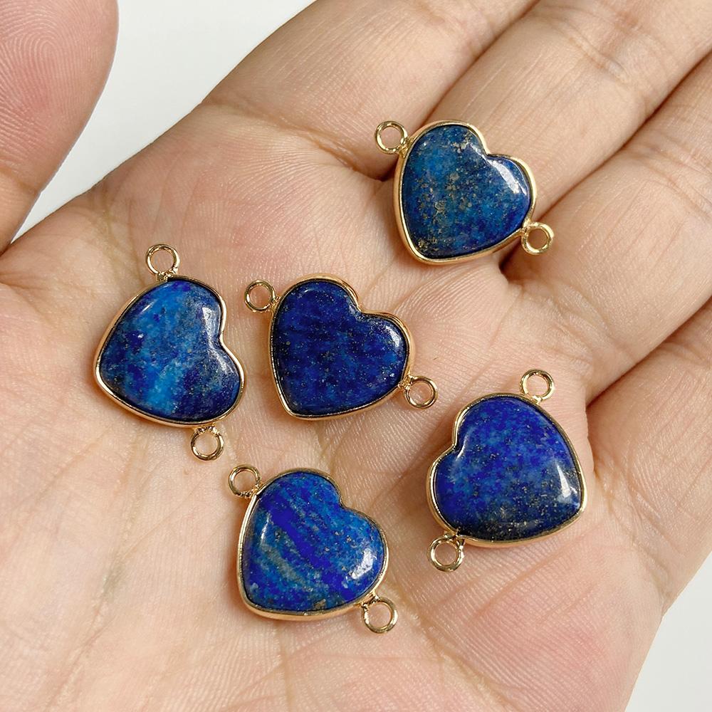 Natural Blue Lapis Lazuli Connector Charms Pendant Stone Warter Drop Teardrop Heart Pendants Charm For Jewelry Making Necklaces