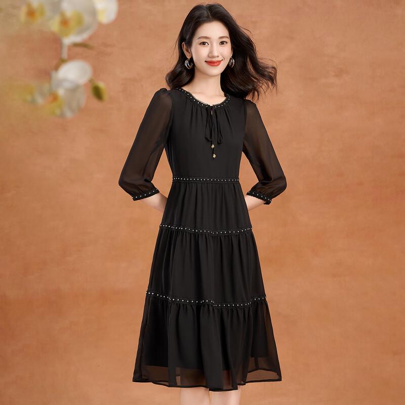 

Women s 2025 Summer Chiffon A-line Midi Dress L