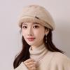 Winter neue Leder Baskenmütze Damen Lammleder grobe Kante High-End Temperament vielseitig Gesicht kleines Malerhut