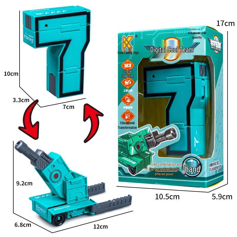 Number Transforming Robot Toy Set for Kids: 0-9 Educational Assembly for Elementary Students