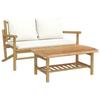 VidaXL Salon de jardin 2 pcs avec coussins blanc crème bambou, ensemble de salon de jardin, salons de patio, siège de 363461