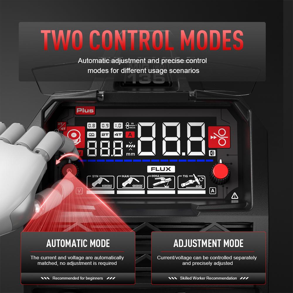 Saldatrice MIG MIG-135 PLUS ANDELI Saldatrice 3-in-1 FLUX CORE MIG/TIG LIFT/MMA con Sinergia 220V