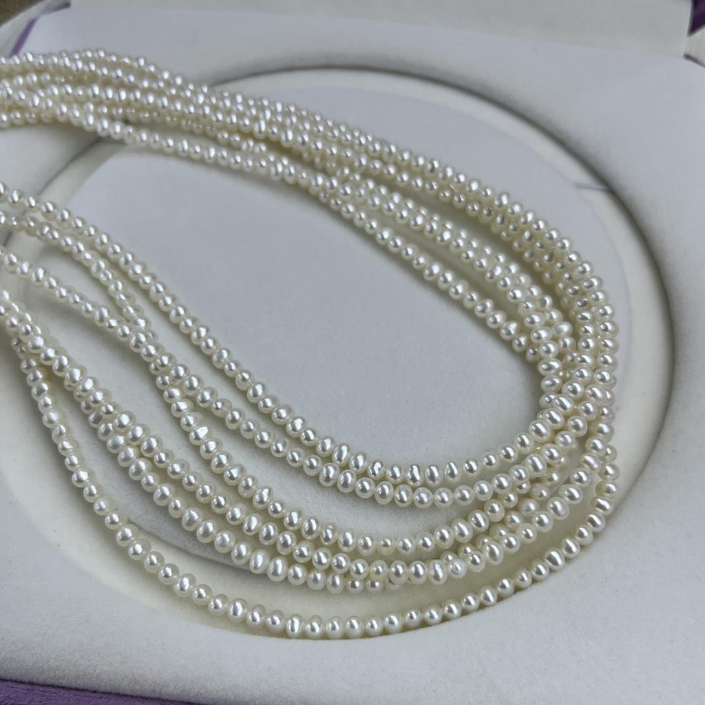1String, White Natural Freshwater Pearls Beads for Jewelry Making DIY Crafts (Beads 3mm, Length 36cm)