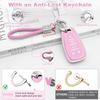 PIFOOG Key Fob Cover Fit for Chevy Pink 5 Button Car Keys Case Shell Bling Keychain Accessories Fits for Malibu Equinox Blazer Traverse Camaro Cruze