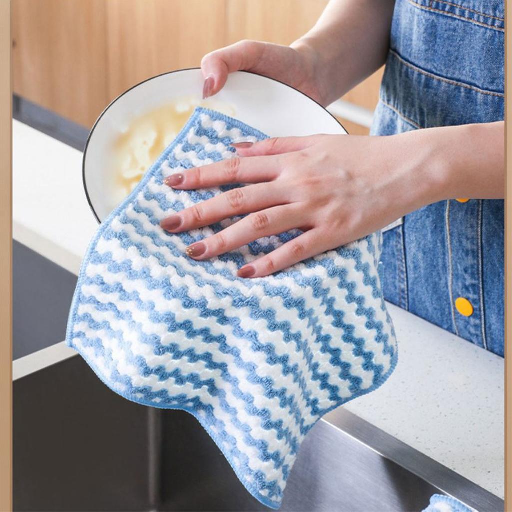 Dish Cleaning Cloth Weave Thickened Polyester Absorbent Soft Versatile Dish Towel for Kitchen Table