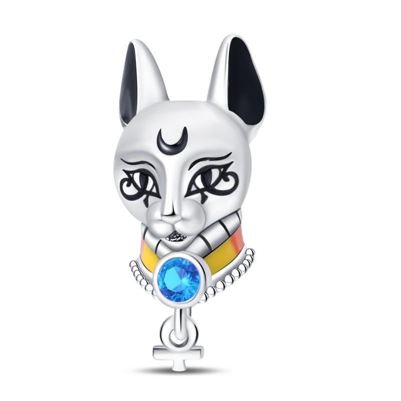 925 Silver Color Pharaoh Pyramid Spider Evil Eye Bastet Charms Beads Fit Diy 925 Original Bracelets Fine DIY Party Jewelry