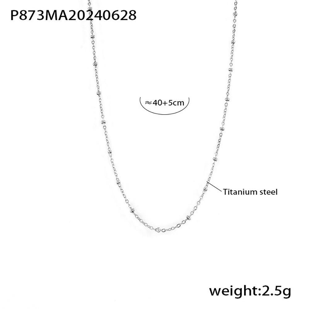 Qiong Yao Minimalist Zircon Stainless Steel Double Ring Necklace Bracelet Set - No Fading.