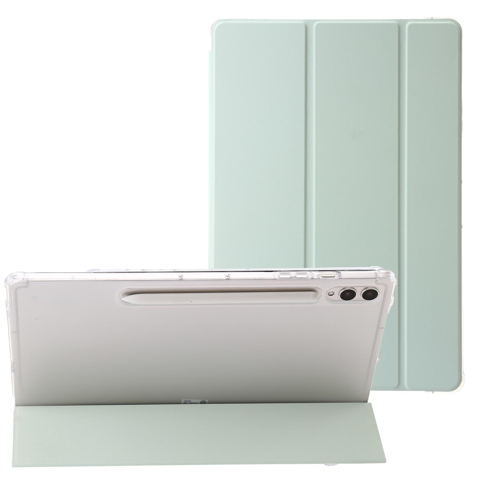 

Для Samsung Galaxy Tab S10 Ultra Чехол Тройная подставка Кожа+ТПУ+Акрил Прозрачная задняя крышка для планшета G