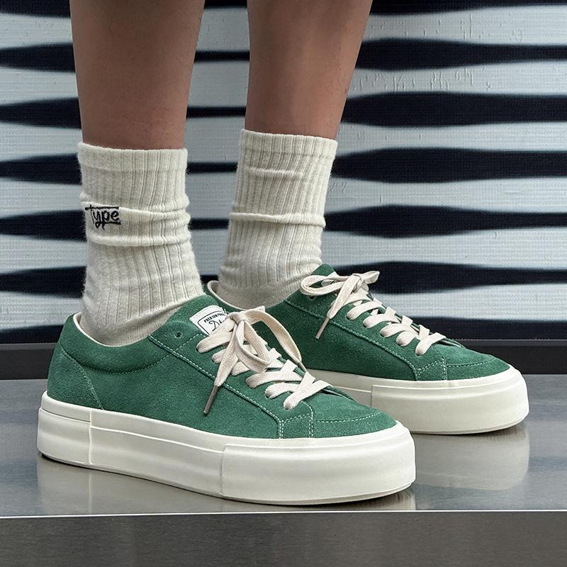 Korean Canvas Shoes Commuter New Casual Board Shoes Men'S Thick-Soled Lace-Up Retro Student Party Trendy