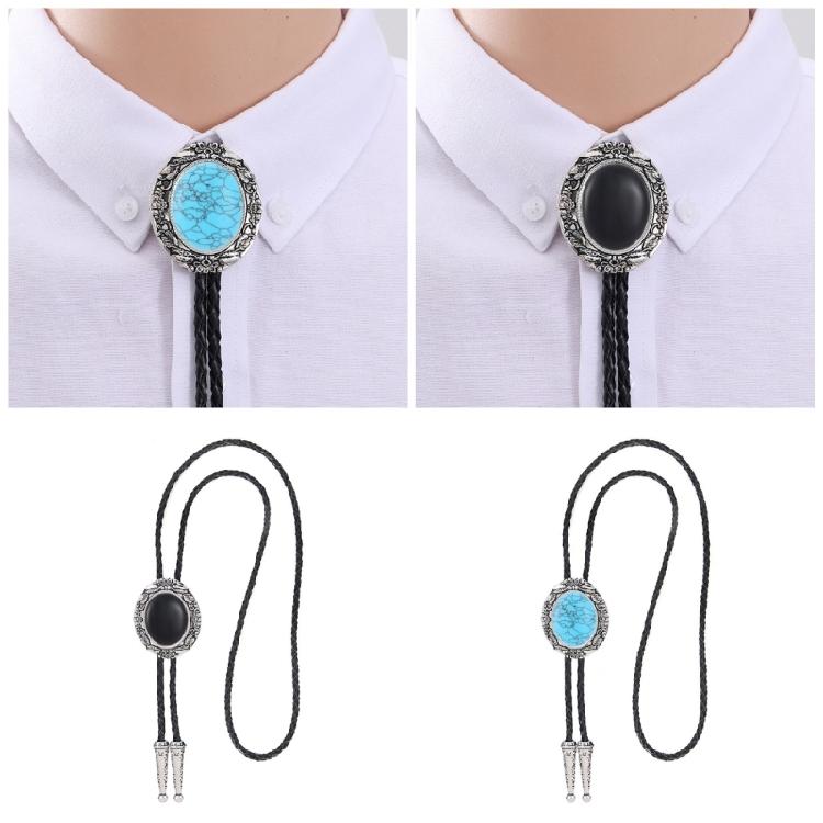 Men Denims Necktie Western Bolo Tie Shirt Chain Bolo Collar Rope Leather Tie for Western Styles