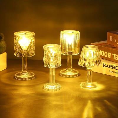 SanjiCook Night Light Transparent Crystal Diamond Desk Lamp 3 Different Luminous For Tabletop Decoration