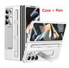 Leather for Samsung Galaxy Fold 6 5 4 3 Case Slim Hard Stand Protective Film Cover Stand Mental Holder Shockproof Luxury