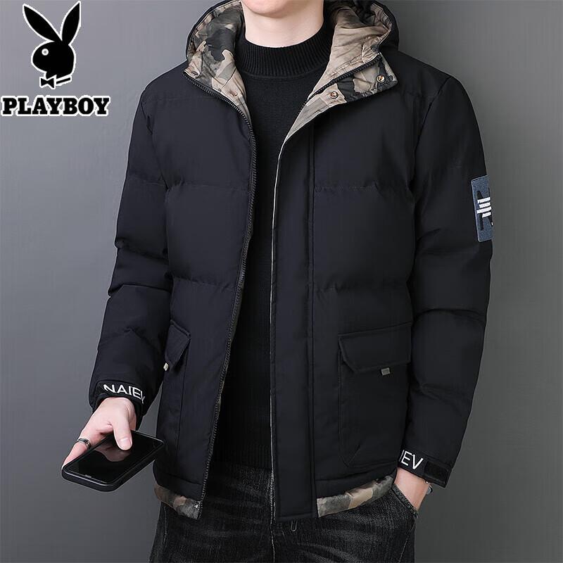 

PLAYBOY Men s Winter Hooded Thick Cotton Jacket M