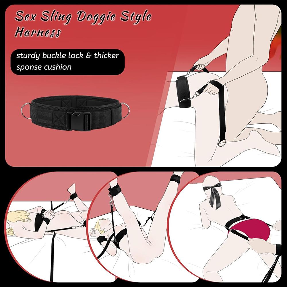 Sex Toys  Bondage Restraints Harness Adjustable Straps Kit Sex Sling Handcuffs Cross Blindfold Tickler Feather Bondage Gear