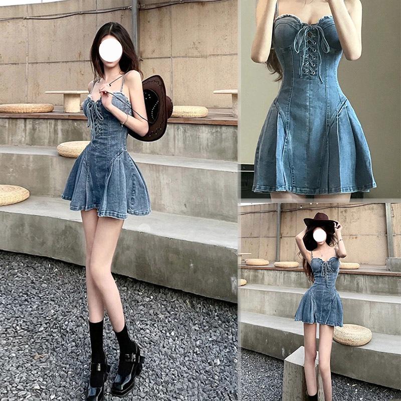 

Retro Summer 2024 Women s Outfit: Sweet Mid-Length Denim Dress with Slimming Camisole and Spicy Short Skirt 2XL [125-140 lbs]