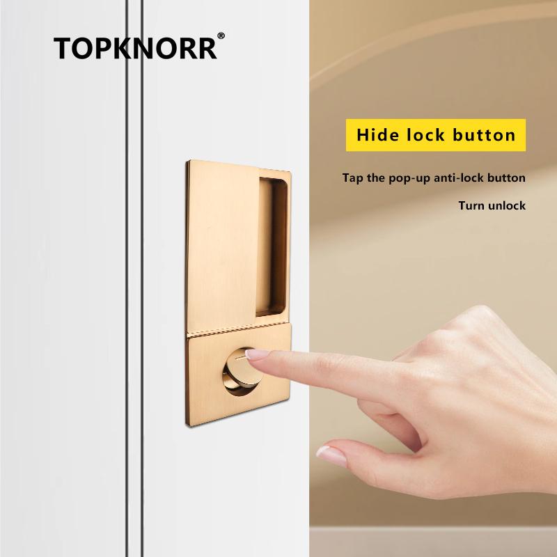 Invisible Pocket Door Lock with Double-Sided Handle Ghost Door Hook Minimalist Kitchen Sliding Door Lock for Home Security