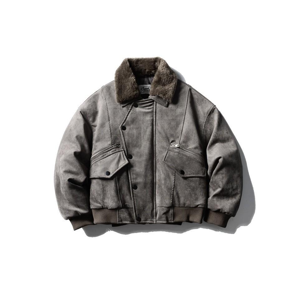 CROWD CITY Unisex Retro Suede Plush Winter Lapel Jacket Y602