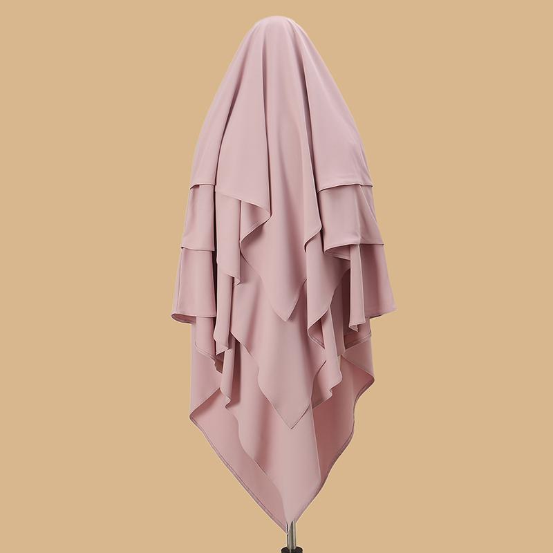 New Poka Khimar Hijab 3 Layer Ramdan Eid Prayer Garment Plain Muslim Long Headcarf Hijabs for Woman Islamic Saudi Turkey Niqab