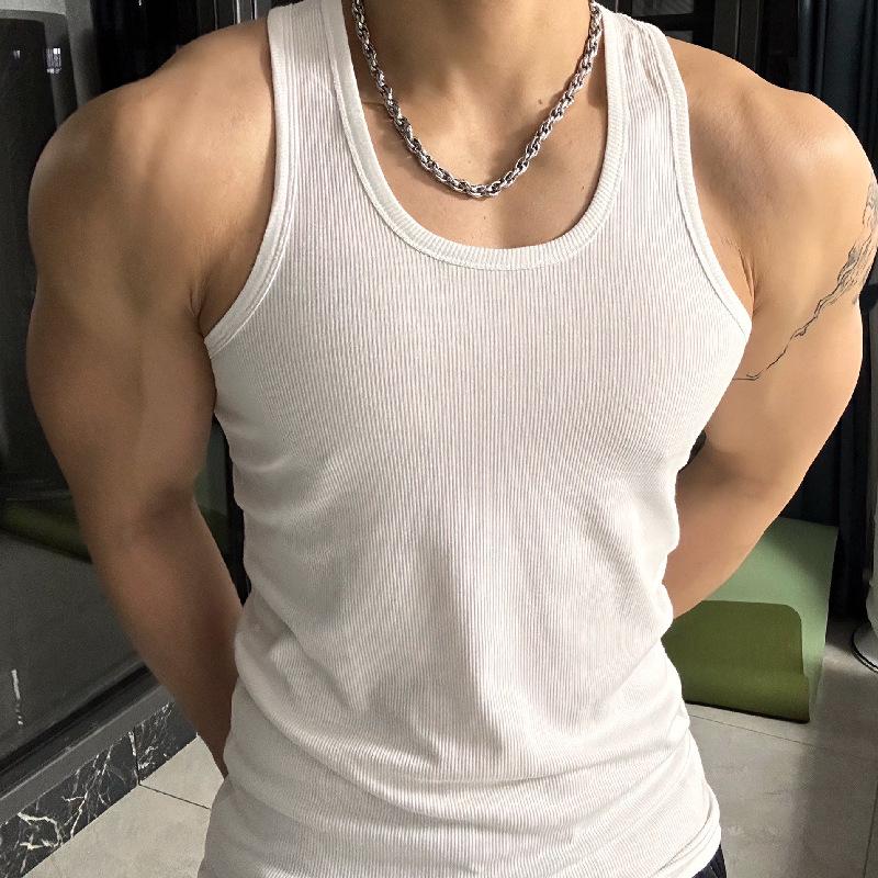

Ice Silk Racerback Tank Top: Ribbed, Elastic, Sweat-Absorbing, Slimming Base Layer for Fitness 5XL