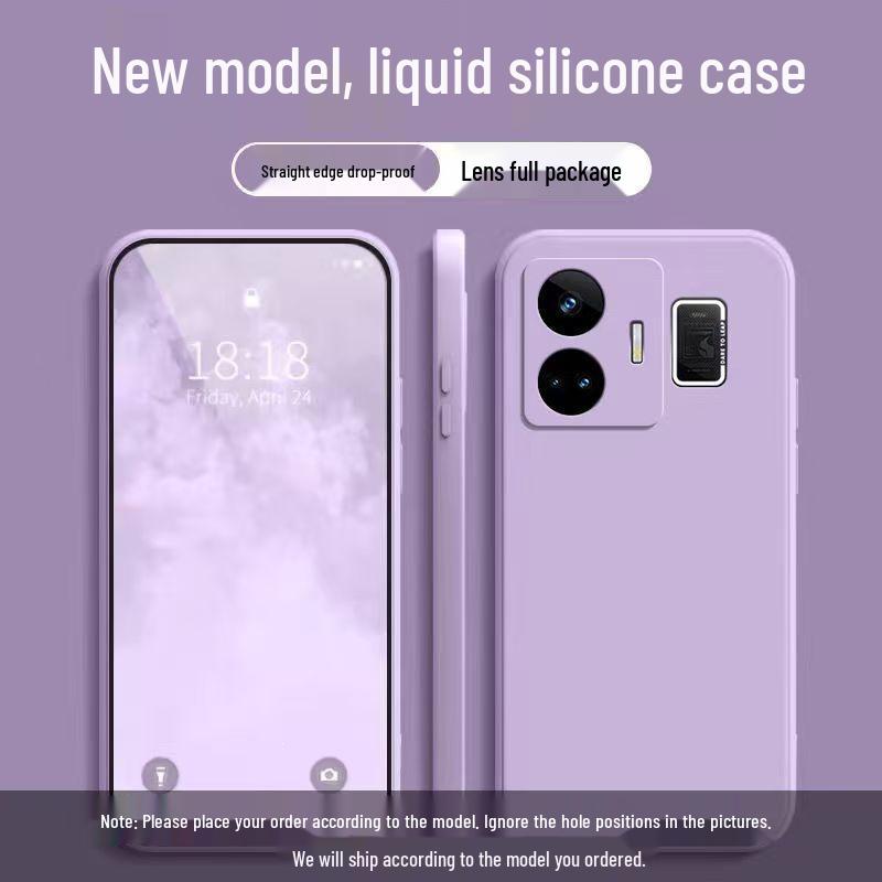 Realme GT Neo 5 Plain Color Liquid Silicone Case - Full Coverage, Anti-Drop, Soft, Straight Edge Design