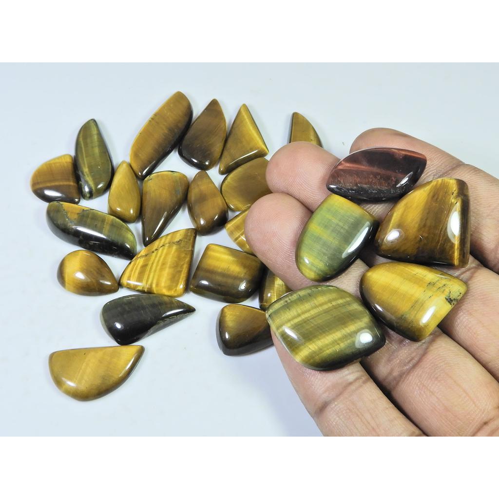 330Cts. Natural Tiger Eye Fancy Cabochon Loose Gemstone 26Pcs Lot 17-27 MM C-720