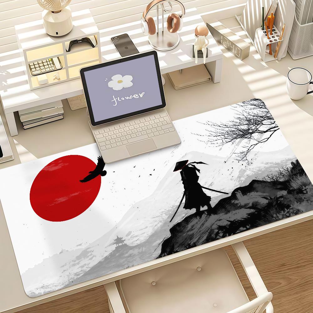 Japanese Samurai Mouse Pad Anti Slip Rubber Edge Locked Thickened Laptop Gaming Desk Mat