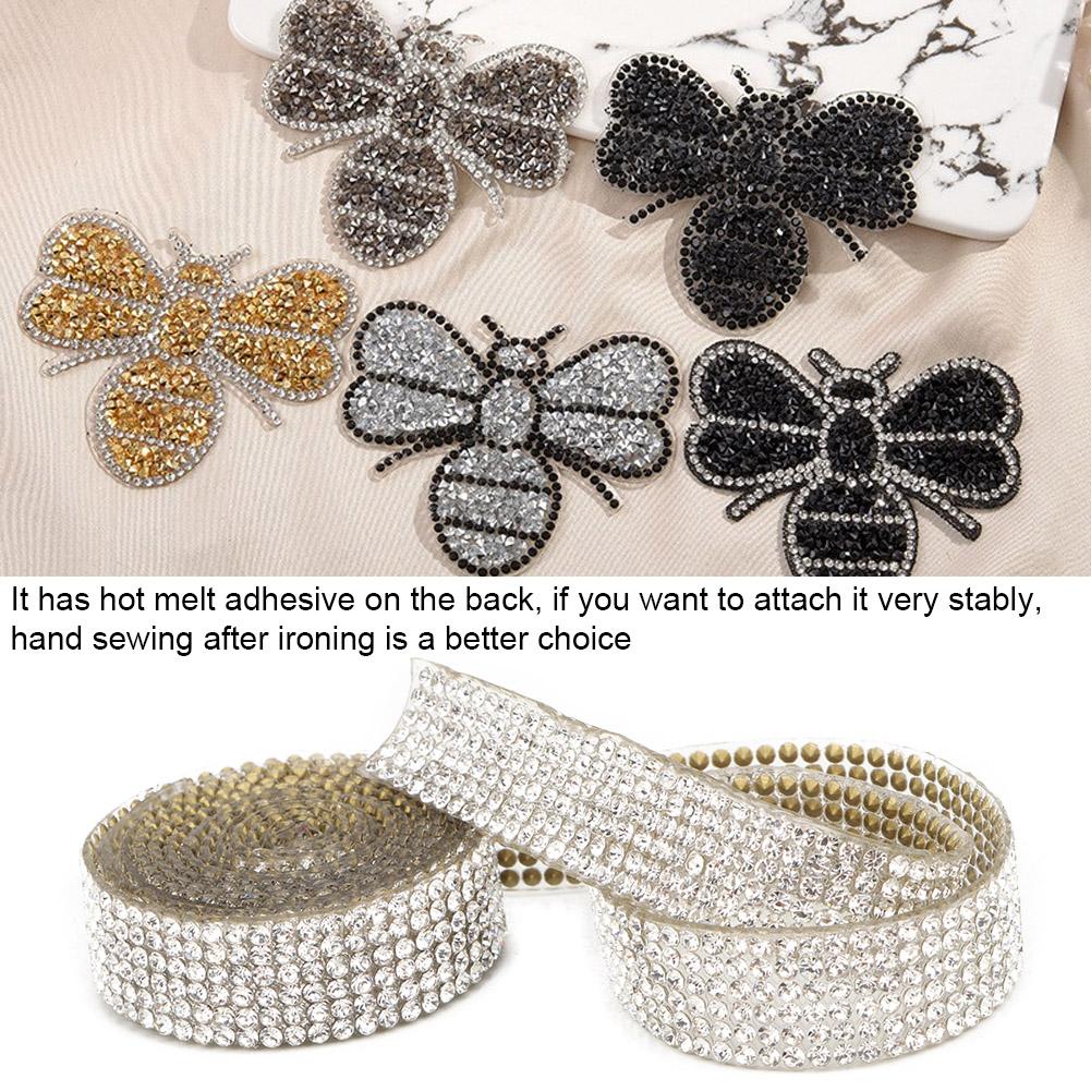 1m Strass Kristall Glas Mesh Banding Eisen auf Applikation Hochzeit Kleid Schuhe Trim (Silber)