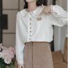 Spring and Autumn New Embroidery Long Sleeve Shirt Women Casual White Inner Blouse Tops