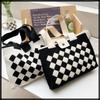 White Fang Women's Diamond Pattern Argyle Tote Bag, Beige, BA007