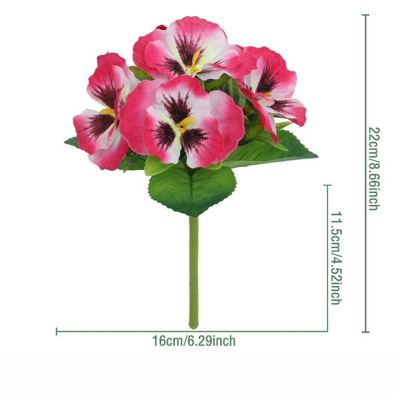 Silk Cloth Artificial Pansy Flowers DIY Phalaenopsis Simulated Rose Bouquet Soft Dyed Edged Flower Bouquet Photography Props