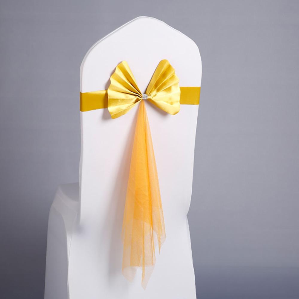 1Pcs Multi Color Chair Bandage Bowknot with Elastic Band Chair Sash Decoration Bow Knot Tie Wedding Chair Ribbon