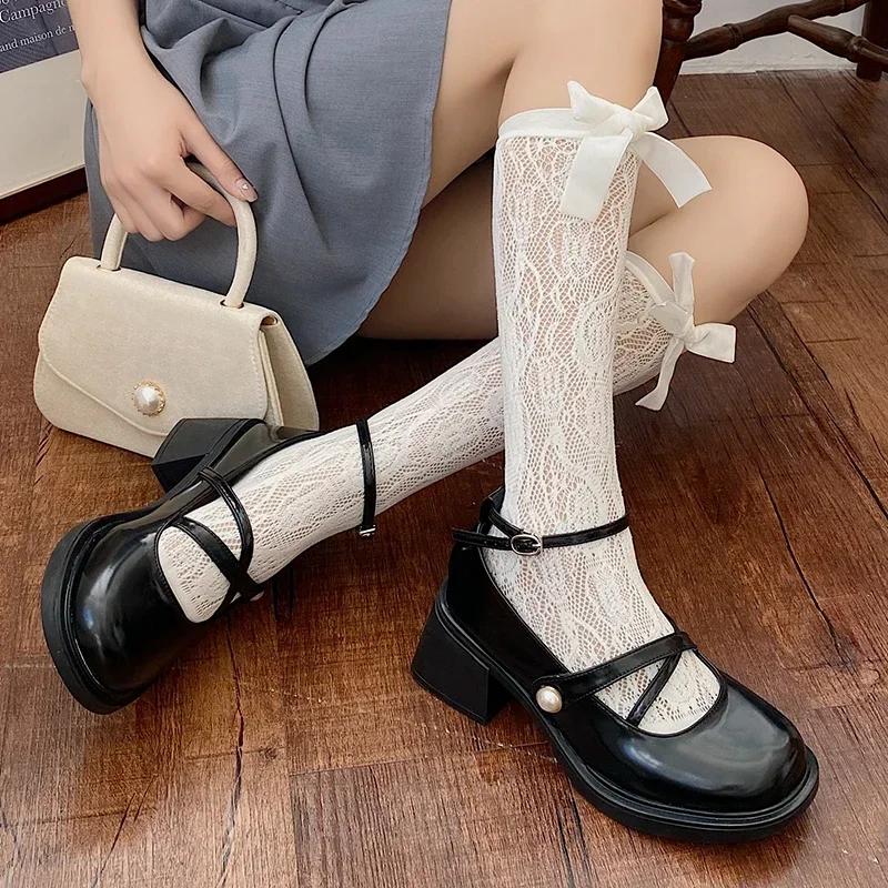Retro Brown  Shoes Women Thick Heels Ankle Buckle Lolita Shoes Woman Uniform Pu Leather Student Shoes Female