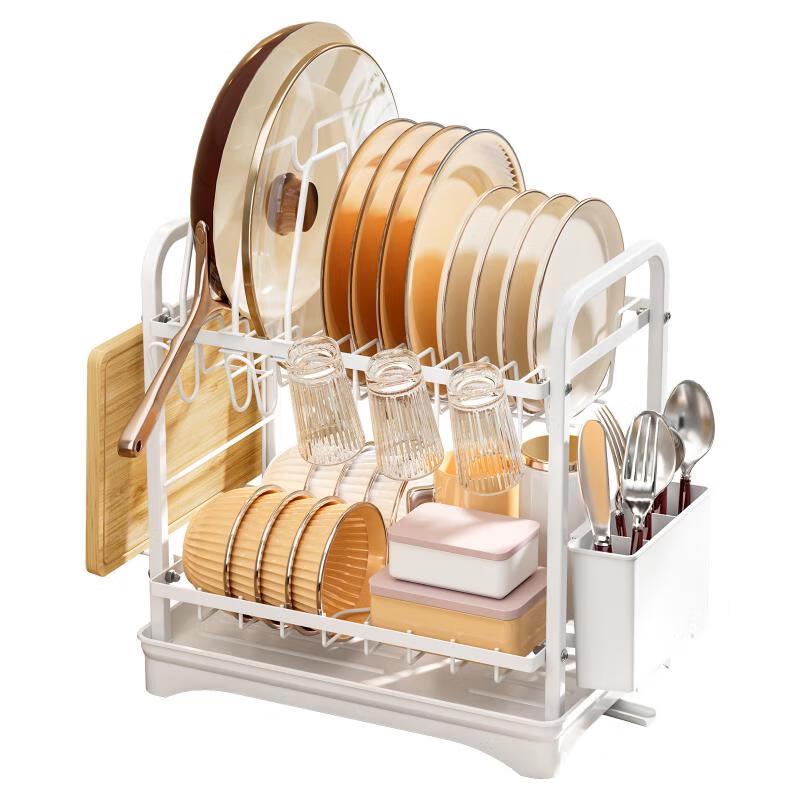 Kitchen Dish Drying Storage Rack with Water Tray