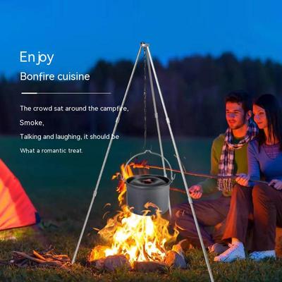 Aluminum Alloy Outdoor Bonfire Stand Tripod 3 Sections Camping Supplies Portable Hanging Pot Picnic Barbecue Bracket