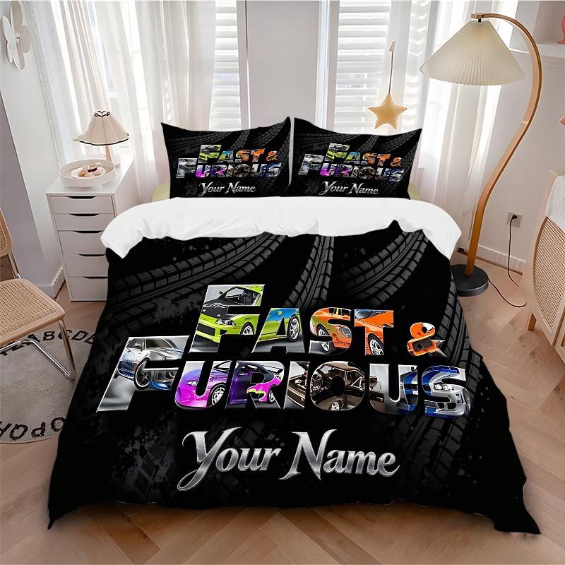 Custom 3pcs Fast Furious Bedding Sets For All Sizes New 9D Printed Bed Cover Comforter Duvet Cover Pillowcase Bedroom Decoration
