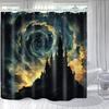 Bright Fabric Shower Curtain, Whirlpool Sky Castle Themed Design Art Shower Curtain, Bathroom Decor Set, 12 Shower Curtain Hooks