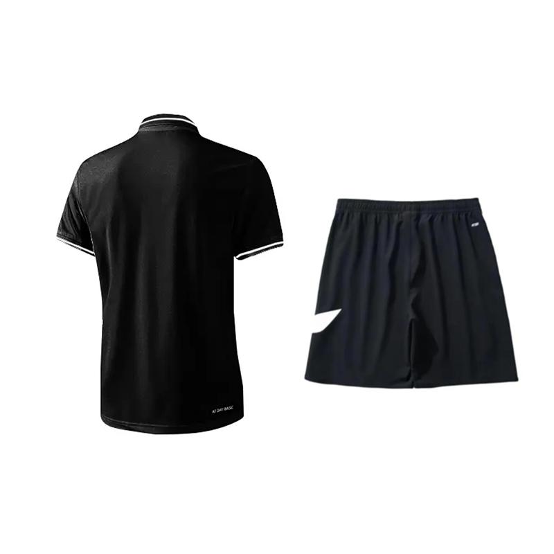 Li Ning Logo Print Solid Color Short Sleeve Polo Shirt Simple Quick Dry Comfortable Shorts Casual Sports Suit Unisex Sportswear YPLV047-3+YKSV197-2